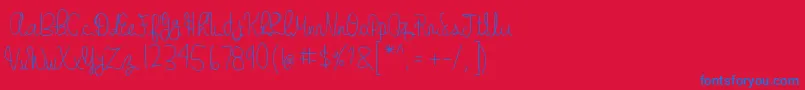 Fonte GabbisHandwriting – fontes azuis em um fundo vermelho