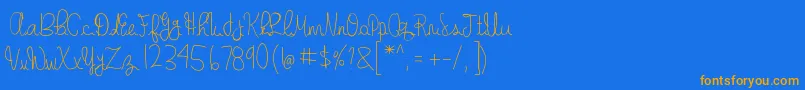 GabbisHandwriting-Schriftart – Orangefarbene Schriften auf blauem Hintergrund
