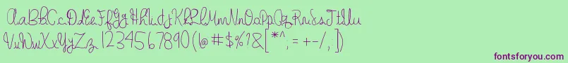GabbisHandwriting Font – Purple Fonts on Green Background