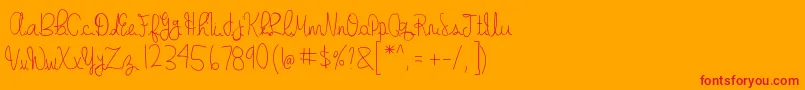 GabbisHandwriting Font – Red Fonts on Orange Background