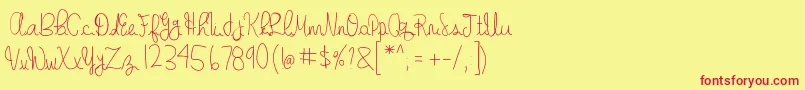 GabbisHandwriting Font – Red Fonts on Yellow Background
