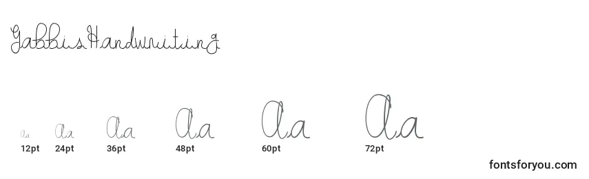 GabbisHandwriting Font Sizes