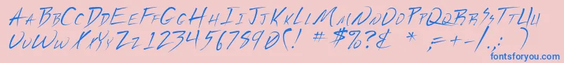 Vecker-Schriftart – Blaue Schriften auf rosa Hintergrund