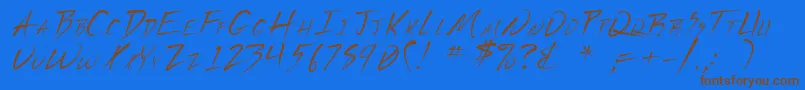 Vecker-Schriftart – Braune Schriften auf blauem Hintergrund