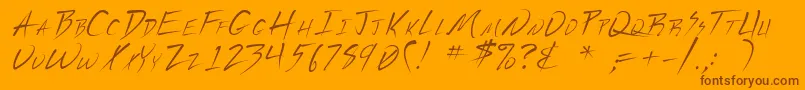 Lisätietoja Vecker-fontista Vecker-fontti – ruskeat fontit oranssilla taustalla
