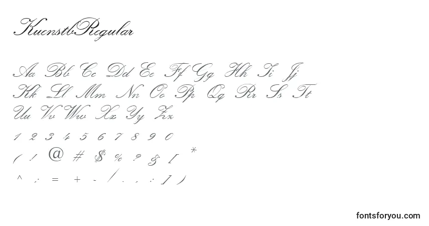 Czcionka KuenstbRegular – alfabet, cyfry, specjalne znaki