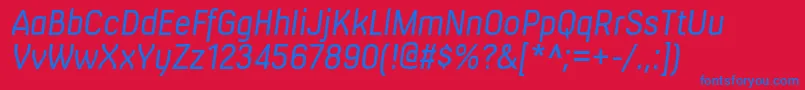 MilibusltItalic-fontti – siniset fontit punaisella taustalla