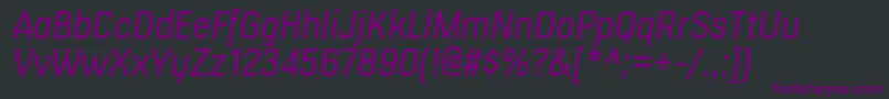 Czcionka MilibusltItalic – fioletowe czcionki na czarnym tle