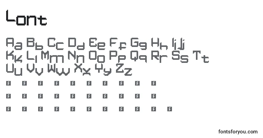 Schriftart Lont – Alphabet, Zahlen, spezielle Symbole