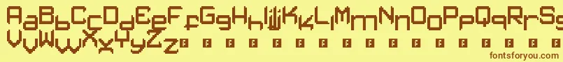 フォントLont – 茶色の文字が黄色の背景にあります。