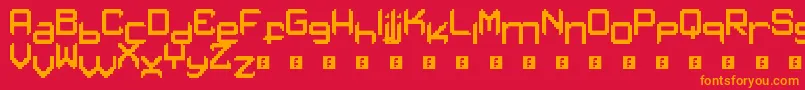 フォントLont – 赤い背景にオレンジの文字