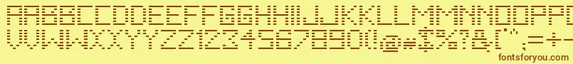 フォントFallingRegular – 茶色の文字が黄色の背景にあります。
