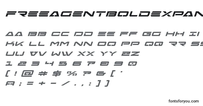 Schriftart Freeagentboldexpandital – Alphabet, Zahlen, spezielle Symbole