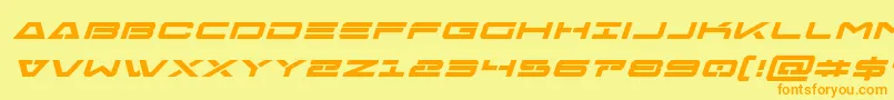 Freeagentboldexpandital-Schriftart – Orangefarbene Schriften auf gelbem Hintergrund