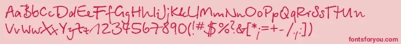 フォントBetinascriptc – ピンクの背景に赤い文字