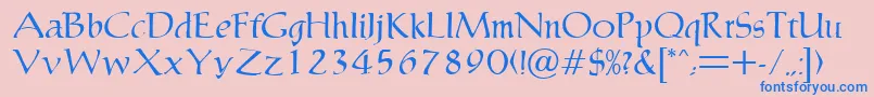 MaryleboneRegularDb Font – Blue Fonts on Pink Background