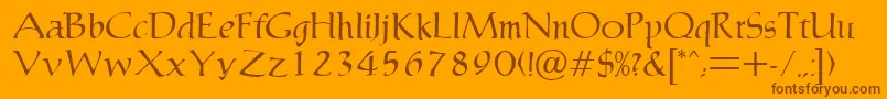 MaryleboneRegularDb-Schriftart – Braune Schriften auf orangefarbenem Hintergrund