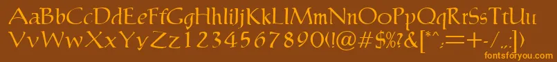 MaryleboneRegularDb Font – Orange Fonts on Brown Background