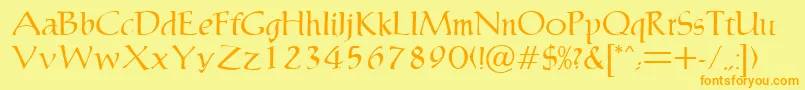 MaryleboneRegularDb Font – Orange Fonts on Yellow Background