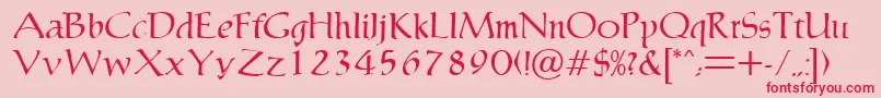 MaryleboneRegularDb Font – Red Fonts on Pink Background