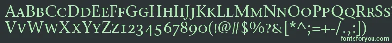 フォントStoneSerifScItcTtMedium – 黒い背景に緑の文字