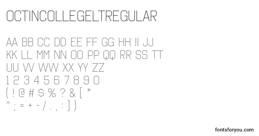 A fonte OctincollegeltRegular – alfabeto, números, caracteres especiais