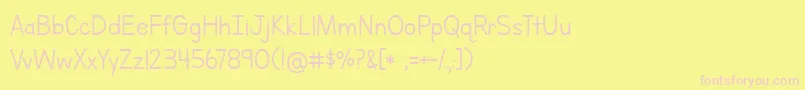 フォントLettersForLearnersLinedHattedJ – ピンクのフォント、黄色の背景