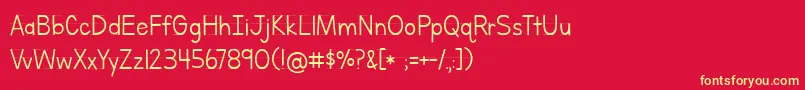 fuente LettersForLearnersLinedHattedJ – Fuentes Amarillas Sobre Fondo Rojo