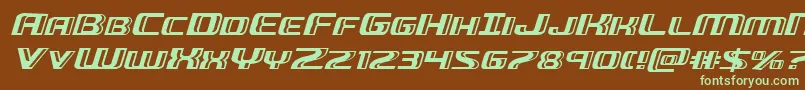 フォントGreasegunexpandital – 緑色の文字が茶色の背景にあります。