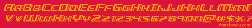 フォントGreasegunexpandital – 赤い背景にオレンジの文字