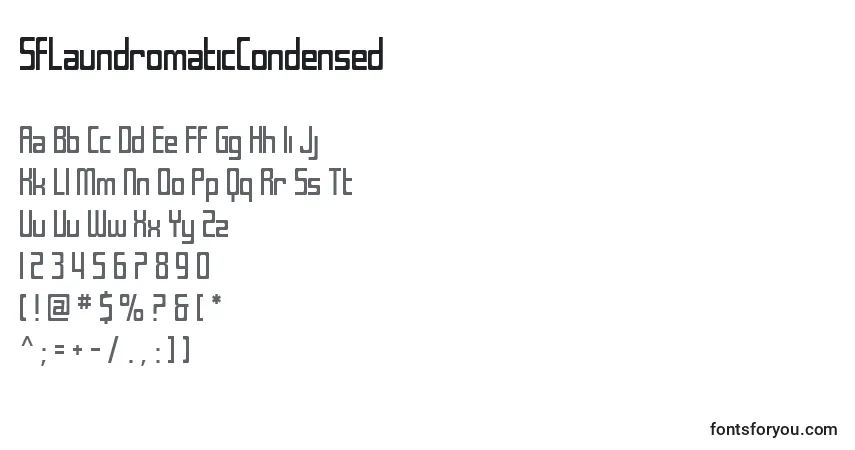 Шрифт SfLaundromaticCondensed – алфавит, цифры, специальные символы