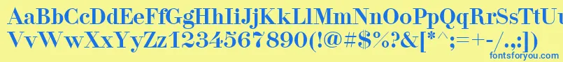 フォントPgDidonaCyrIllic – 青い文字が黄色の背景にあります。