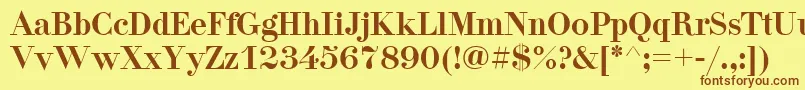 フォントPgDidonaCyrIllic – 茶色の文字が黄色の背景にあります。