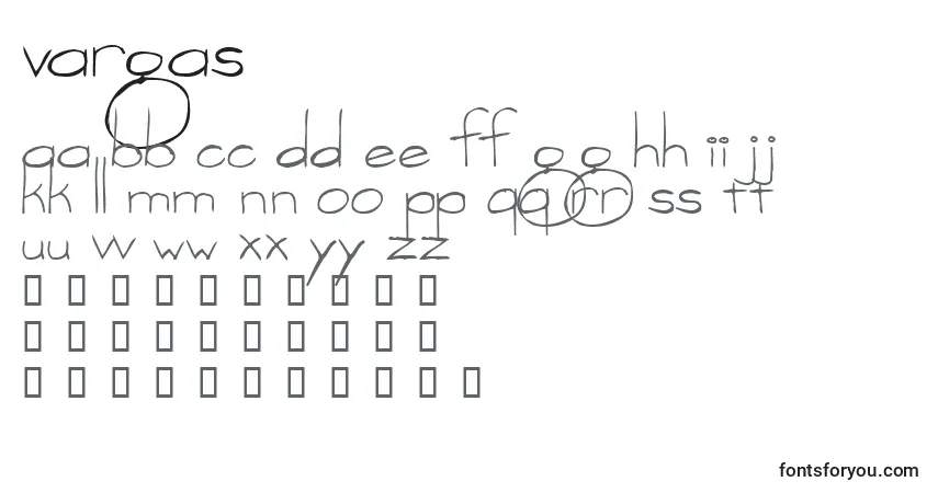 Czcionka Vargas – alfabet, cyfry, specjalne znaki