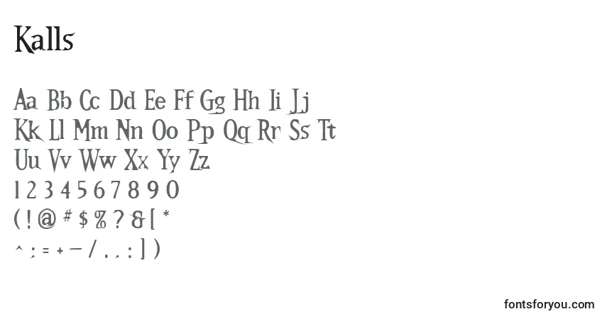 Schriftart Kalls – Alphabet, Zahlen, spezielle Symbole