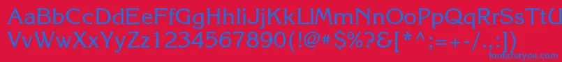 Korinnac-Schriftart – Blaue Schriften auf rotem Hintergrund