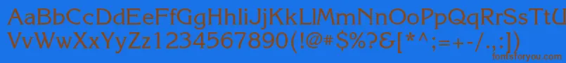 Korinnac-Schriftart – Braune Schriften auf blauem Hintergrund