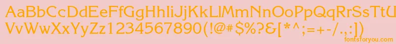 フォントKorinnac – オレンジの文字がピンクの背景にあります。