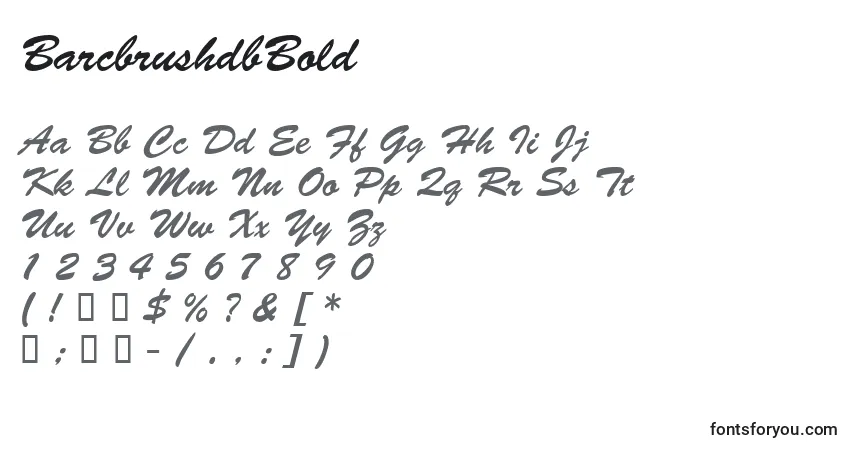 Шрифт BarcbrushdbBold – алфавит, цифры, специальные символы