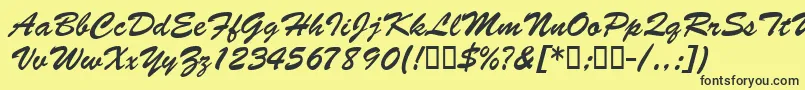 フォントBarcbrushdbBold – 黒い文字の黄色い背景