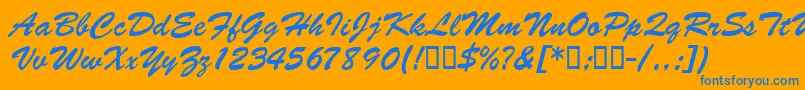 Czcionka BarcbrushdbBold – niebieskie czcionki na pomarańczowym tle