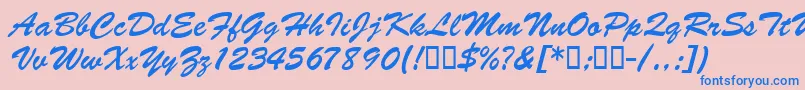BarcbrushdbBold Font – Blue Fonts on Pink Background