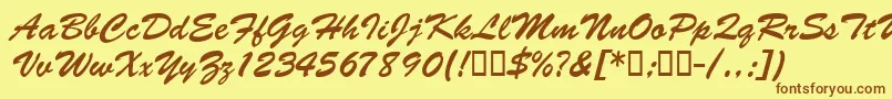 BarcbrushdbBold Font – Brown Fonts on Yellow Background