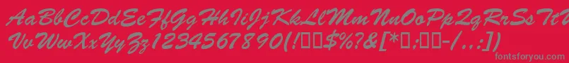 フォントBarcbrushdbBold – 赤い背景に灰色の文字