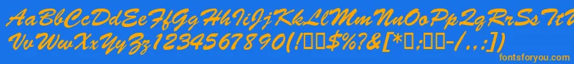BarcbrushdbBold Font – Orange Fonts on Blue Background
