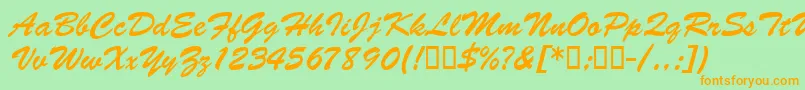 BarcbrushdbBold Font – Orange Fonts on Green Background
