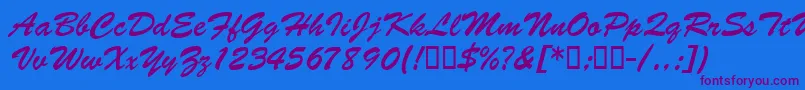 BarcbrushdbBold Font – Purple Fonts on Blue Background
