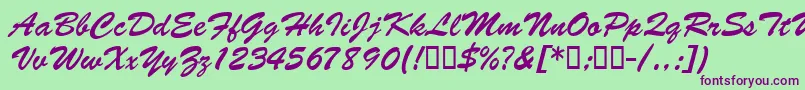 BarcbrushdbBold Font – Purple Fonts on Green Background