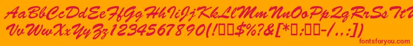 BarcbrushdbBold Font – Red Fonts on Orange Background