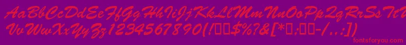 BarcbrushdbBold Font – Red Fonts on Purple Background